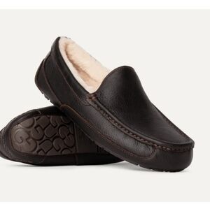 Ugg Australia Mens Ascot  Leather Loafer Sheepskin Slippers slip on shoes sz 11